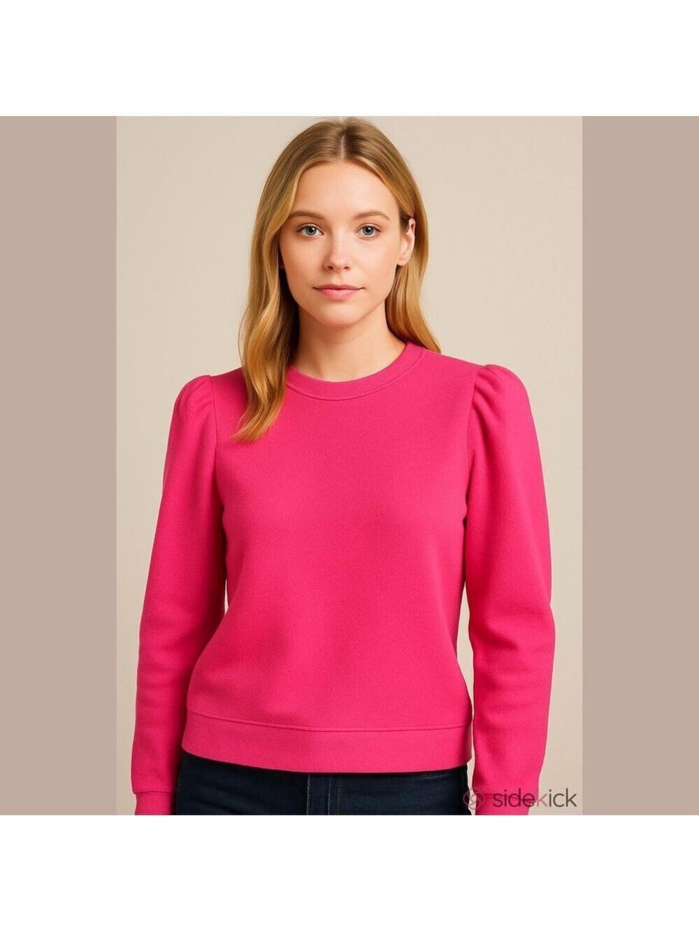 Dudley Stephens Fleece Puff Sleeve Hot Pink Small
